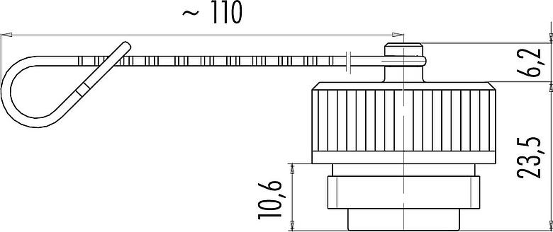 Dibujo a escala Tapa protectora, IP67, para conector de cable hembra