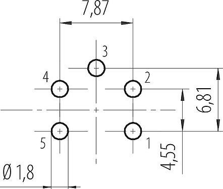 Disposición del conductor 7/8" Toma de brida, Número de contactos: 4+PE, sin blindaje, THT, IP68, UL 2238, VDE, Montaje en pared, moldeado