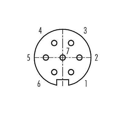 Disposition des contacts (Côté plug-in) Baïonnette Connecteur femelle, Contacts: 7, 6,0-8,0 mm, non blindé, souder, IP40
