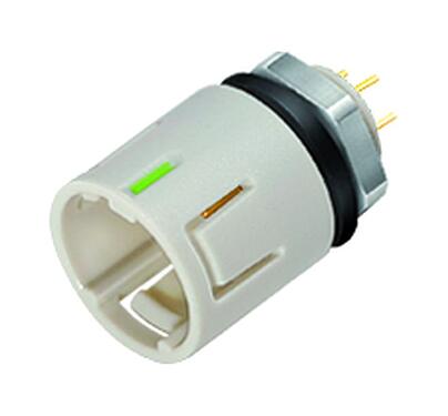 Illustration Snap-In Male panel mount connector, Contacts: 3, unshielded, THT, IP67, M8x0,75, Front mounting