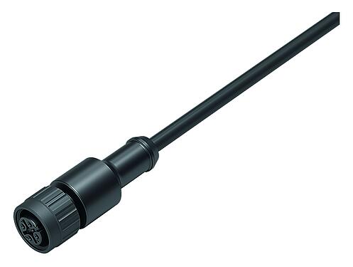 Illustration M12 Female cable connector, Contacts: 3, unshielded, moulded on the cable, IP68/IP69K, UL 2238, PUR, black, 3 x 0.34 mm², 2 m