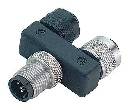 Illustration M12 Twin distributors Y-distributor, male connector - 2 female connector, Contacts: 5, unshielded, pluggable, IP68, UL 2238