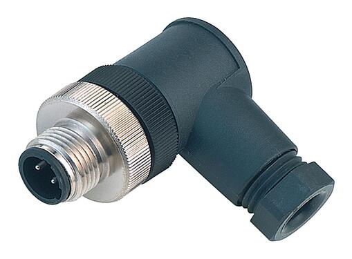 Ilustración M12 Conector macho en ángulo, Número de contactos: 2+PE, 4,0-6,0 mm, sin blindaje, tornillo extraíble, IP67, UL