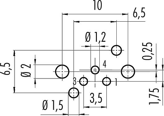 Disposición del conductor M8 Toma de ángulo brida, Número de contactos: 3, sin blindaje, THR, IP67, UL 2238