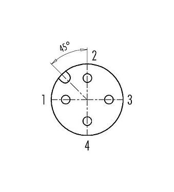 Contact arrangement (Plug-in side) M12 Female angled connector, Contacts: 4, 6.0-8.0 mm, shieldable, crimping (Crimp contacts must be ordered separately), IP67, UL 2238