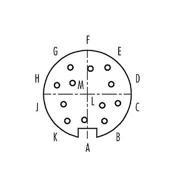Contact arrangement (Plug-in side) Push Pull Female panel mount connector, Contacts: 12, unshielded, solder, IP67, M21x1,0, Rear mounting