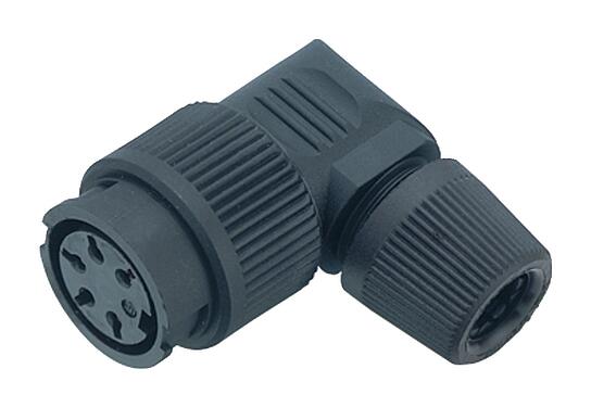 Illustration Bayonet Female angled connector, Contacts: 6, 6.0-8.0 mm, unshielded, solder, IP40