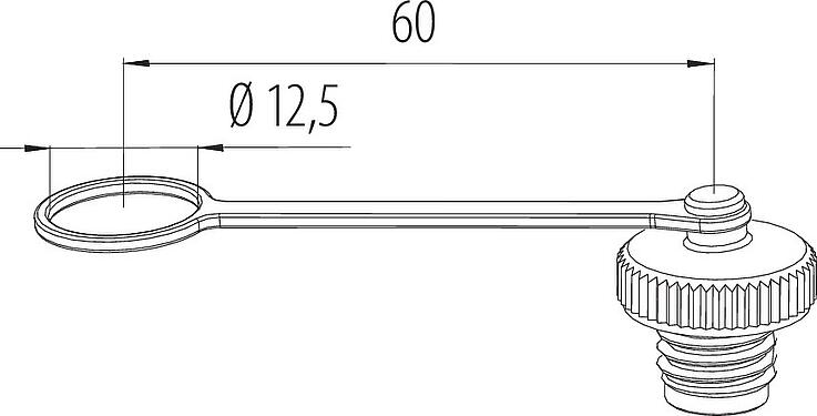 Dessin coté Capuchon de protection, IP67, pour connecteur femelle
