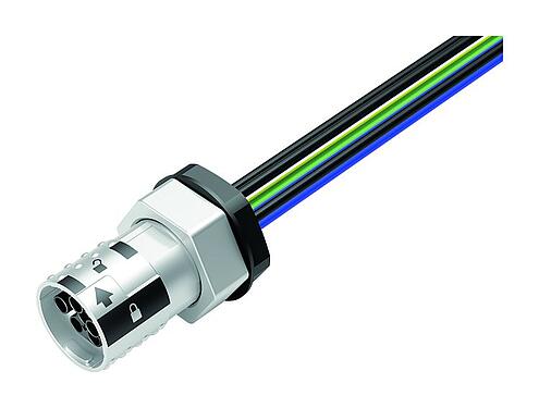 Illustration Bayonet Female panel mount connector, Contacts: 6, shieldable, single wires, IP66/IP67, UL 2237, M20x1.5, Front mounting