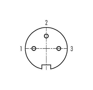 Contact arrangement (Plug-in side) M16 Female cable connector, Contacts: 3 (03-a), 3.0-6.0 mm, unshielded, solder, IP40