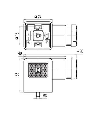 Scale drawing Female power connector, Contacts: 2+PE, 6.0-8.0 mm, unshielded, screw clamp, IP40 without seal, VDE, ESTI+, PG 9