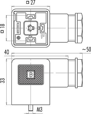Dibujo a escala Conector hembra de potencia, Número de contactos: 3+PE, 8,0-10,0 mm, sin blindaje, tornillo extraíble, IP40 sin junta, VDE, ESTI+, PG 11