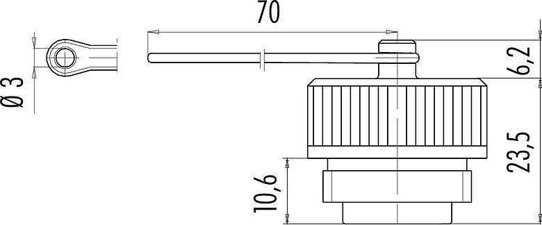 Dibujo a escala Tapa protectora, IP67, para la toma de brida