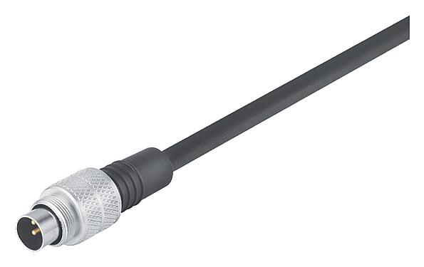 Ilustración M9 Conector de cable macho, Número de contactos: 8, sin blindaje, moldeado en el cable, IP67, PUR, negro, 8 x 0,14 mm², 5 m