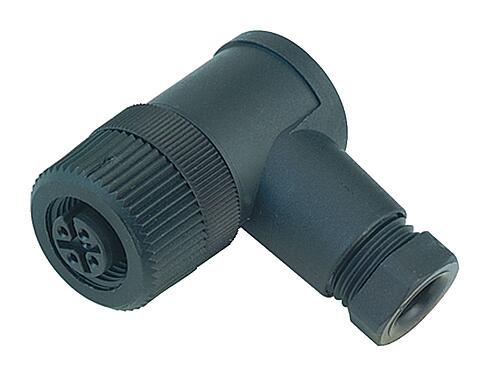 Illustration M12 Female angled connector, Contacts: 4, 4.0-6.0 mm, unshielded, screw clamp, IP67, UL 2238