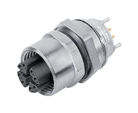 Illustration M12 Female panel mount connector, Contacts: 8, shieldable, THT, IP67, UL, M12x1.0, Front mounting, potted