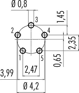 Disposition du conducteur Snap-In Embase femelle, Contacts: 5, non blindé, THT, IP67, UL 2238, M8x0,75, Montage frontal