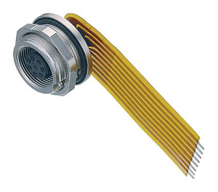 Illustration M9 Female panel mount connector, Contacts: 8, unshielded, THT, IP67, M12x0.5, Rear mounting