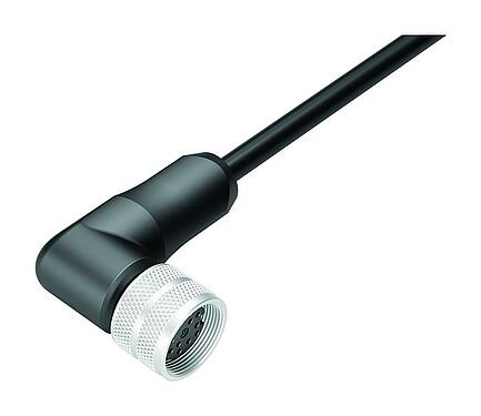 Ilustración M16 Conector hembra en ángulo, Número de contactos: 12, blindado, moldeado en el cable, IP67, PUR, negro, 12 x 0,25 mm², 5 m