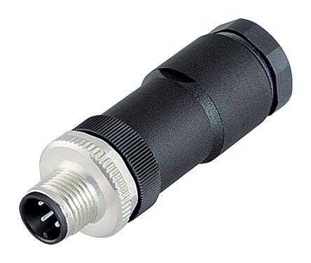 Illustration M12 Male cable duo connector, Contacts: 4, 2.1-3.0 mm (2 cable) or 4-5 mm (2 cable), unshielded, screw clamp, IP67, UL 2238
