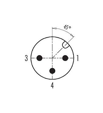 Disposition des contacts (Côté plug-in) M12 Connecteur mâle, Contacts: 3, 4,0-6,0 mm, non blindé, pince à visser, IP67, UL 2238