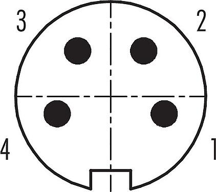 Disposition des contacts (Côté plug-in) M16 Connecteur mâle, Contacts: 4 (04-a), 4,0-6,0 mm, blindable, souder, IP40