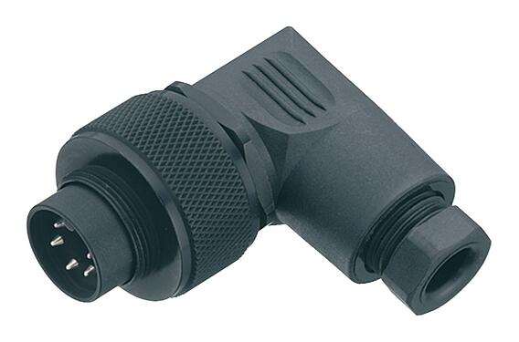 Illustration M16 Male angled connector, Contacts: 4 (04-a), 6.0-8.0 mm, unshielded, solder, IP67