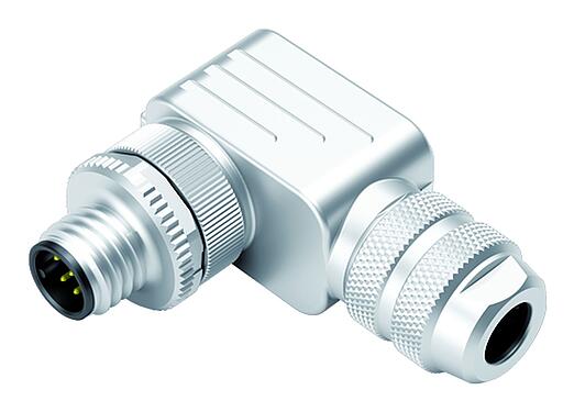 Illustration M12 Connecteur mâle coudé, Contacts: 8, 6,0-8,0 mm, blindable, pince à visser, IP67, UL 2238, avec anneau de protection