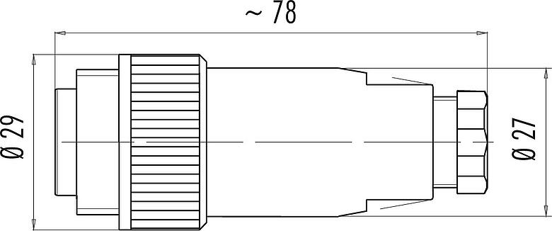 Dessin coté RD24 Connecteur mâle, Contacts: 6+PE, 8,0-10,0 mm, non blindé, pince à visser, IP67, UL, ESTI+, VDE, PG 11