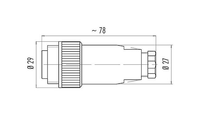 Scale drawing RD24 Male cable connector, Contacts: 6+PE, 8.0-10.0 mm, unshielded, screw clamp, IP67, UL, ESTI+, VDE, PG 11