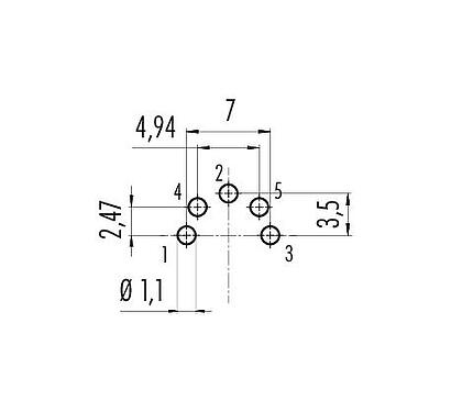 Disposición del conductor M16 Toma de brida, Número de contactos: 5 (05-b), sin blindaje, THT, IP40, M18x0,75, Montaje en pared
