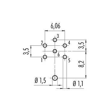Disposición del conductor M16 Toma de brida, Número de contactos: 6 (06-a), blindable, THT, IP40, M18x0,75, Montaje en pared