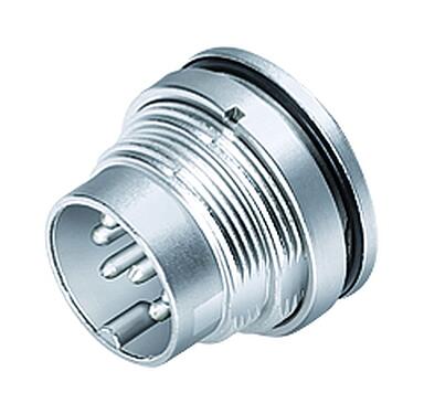 Illustration M16 Male panel mount connector, Contacts: 8 (08-a), unshielded, solder, IP68, UL 2238, AISG compliant, M18x0,75, Rear mounting