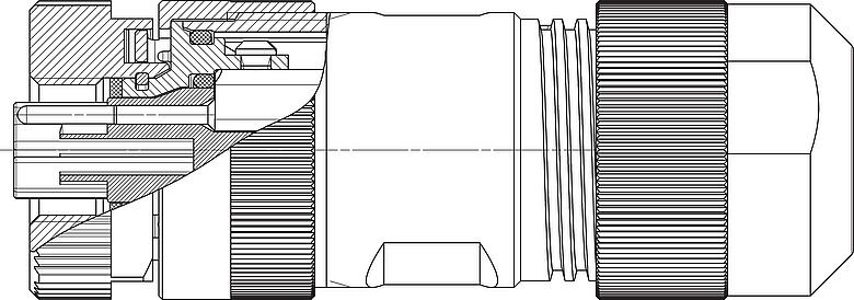 Dessin coté M12 Connecteur femelle, Contacts: 4+PE, 8,0-13,0 mm, non blindé, pince à visser, IP67, UL 2237 en préparation, avec connexion PE