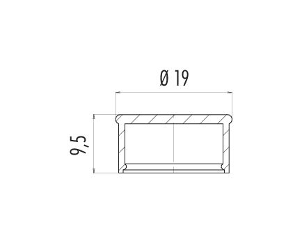 Scale drawing Protecting cap, IP40, for male panel mount connector