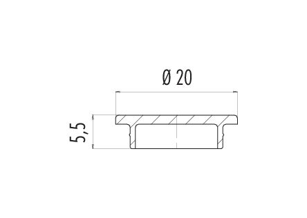 Scale drawing Protecting cap, IP40, for female panel mount connector