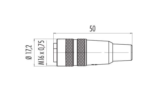 Scale drawing M16 Female cable connector, Contacts: 5 (05-b), 6.0-8.0 mm, unshielded, solder, IP40