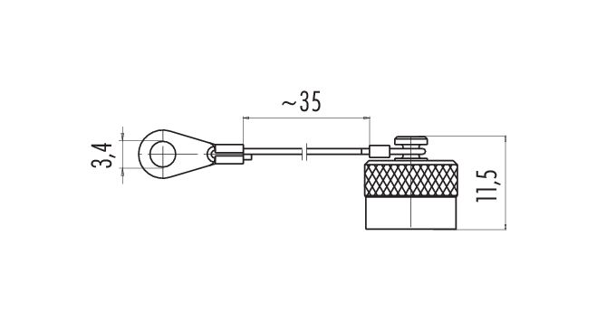 Scale drawing Protecting cap, IP67, for male panel mount connector