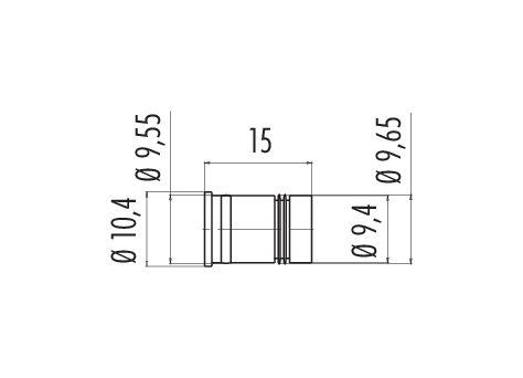 Dibujo a escala M12 Enchufe integrado, Número de contactos: 4, sin blindaje, soldadura, IP67, Montaje frontal