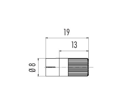Scale drawing Snap-In Male cable connector, Contacts: 5, 3.6 mm, unshielded, solder, IP40