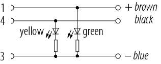 Pin assignment plans M12 Female angled connector, Contacts: 3, unshielded, moulded on the cable, IP68/IP69K, UL 2238, PVC, grey, 3 x 0.34 mm², with LED PNP closer, 2 m
