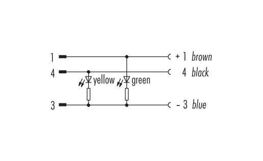 Pin assignment plans M8 Female cable connector, Contacts: 3, unshielded, moulded on the cable, IP67/IP69K, UL 2238, PVC, grey, 3 x 0.34 mm², with LED PNP closer, 10 m