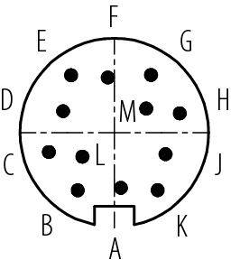 Disposition des contacts (Côté plug-in) M16 Embase mâle, Contacts: 12 (12-a), non blindé, souder, IP67, UL 2238, M18x0,75, Montage frontal