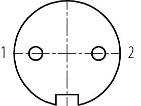 Contact arrangement (Plug-in side) M16 Female cable connector, Contacts: 2 (02-a), 6.0-8.0 mm, unshielded, solder, IP67