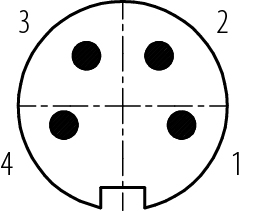 Contact arrangement (Plug-in side) M16 Male cable connector, Contacts: 4 (04-a), 4.0-6.0 mm, shieldable, solder, IP67, UL 2238