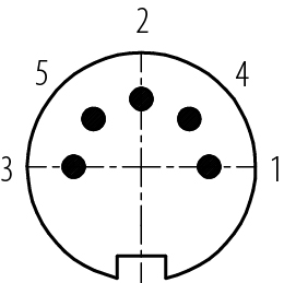 Contact arrangement (Plug-in side) M16 Male cable connector, Contacts: 5 (05-b), 4.0-6.0 mm, shieldable, solder, IP67, UL 2238