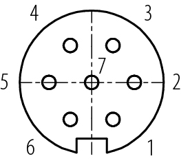 Contact arrangement (Plug-in side) M16 Square female panel mount connector, Contacts: 7 (07-a), unshielded, crimping (Crimp contacts must be ordered separately), IP67, UL 2238, M3 (4x), Front mounting