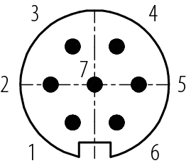 Contact arrangement (Plug-in side) M16 Male panel mount connector, Contacts: 7 (07-a), unshielded, crimping (Crimp contacts must be ordered separately), IP67, UL 2238, M18x0,75, Front mounting