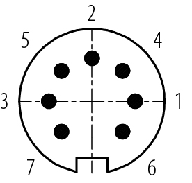 Disposition des contacts (Côté plug-in) M16 Embase mâle, Contacts: 7 (07-b), non blindé, souder, IP67, UL 2238, M18x0,75, Montage frontal
