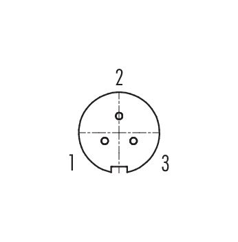 Contact arrangement (Plug-in side) Snap-In Female panel mount connector, Contacts: 3, unshielded, solder, IP67, UL 2238, M8x0,75, Front mounting